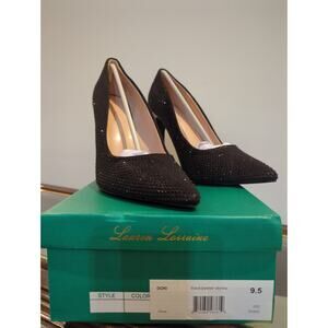 Lauren Lorraine Dori Black Sparkle Heel Size 9.5 NIB
